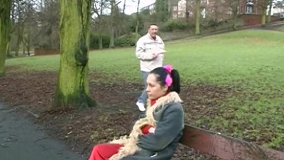 Cunning brown-haired woman Eva J weakened by monster