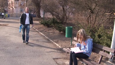 Appealing Abby A blows previous to doggy